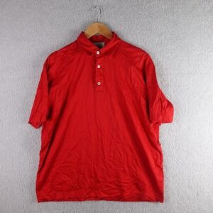 Gran Sasso Saks Fifth Avenue Mens Red Short Sleeve Polo Shirt Made in Italy XL